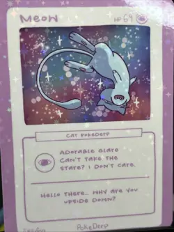 Pokederp Meow By JWILLY Custom Derpy Card Coro Mew Holo Poke Derp Pokemon - Image 2