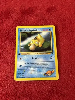 1st edition Misty's Psyduck 054/132 Gym Heroes Regular Wotc Pokemon Card Lp - Image 1