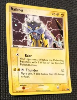 Pokemon Raikou Holo Rare EX 3/17 POP Series 2 2006 LP - Image 1