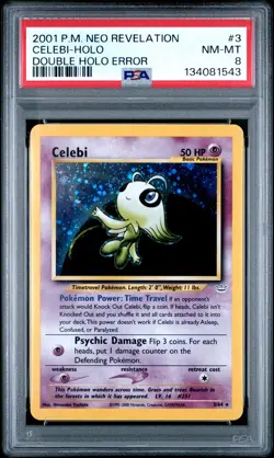 2001 POKEMON NEO REVELATION DOUBLE HOLO ERR #3 CELEBI-HOLO PSA 8 - Image 1