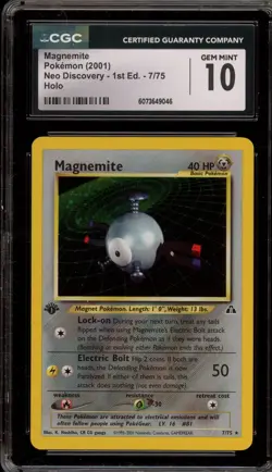 Pokemon Magnemite Neo Discovery 1st Edition Holo Rare #7 CGC 10 Gem Mint - Image 1