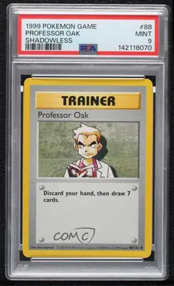 Professor Oak Shadowless Pokemon Base Set PSA 9 MINT 1999 - Image 1