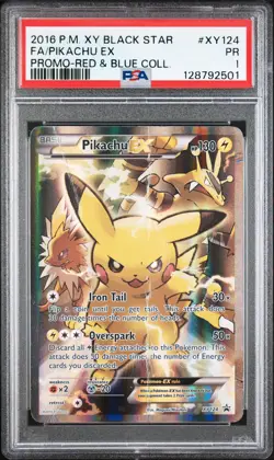 2016 POKEMON XY BLACK STAR PROMO RED & BLUE COLL FULL ART/PIKACHU EX PSA 1 - Image 1