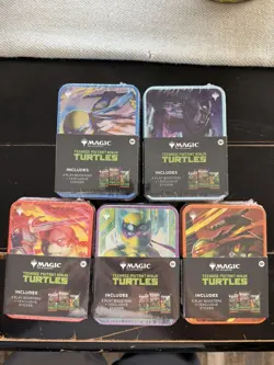 Magic The Gathering Teenage Mutant Ninja Turtles Tins Full Set Of 5 Sealed - Image 1