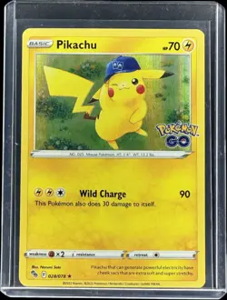 Pikachu #028/078 Blue Cap Holo Rare Narumi Sato Pokemon GO TCG 2022 Near Mint NM - Image 1
