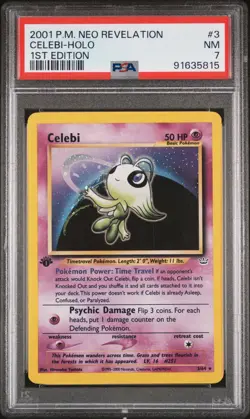2001 Pokemon Neo Revelation #3 Celebi Holo 1st Edition PSA 7 - Image 1