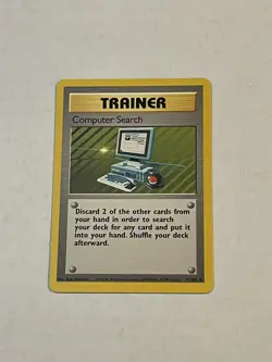 VTG Pokemon TCG Computer Search 71/102 Base Set Non Holo Rare Unlimited WOTC LP - Image 3