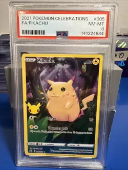 Pickachu 005/025 2021 Pokemon Celebrations PSA 8 NM-MINT Full Art - Image 1