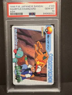 Squirtle/Charizard/Ash #100 1998 Pokemon Japanese Bandai PSA 10 - Image 2