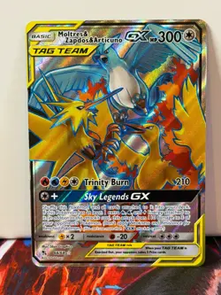 Pokemon TCG Sun Moon Hidden Fates Moltres Zapdos Articuno GX Tag Team 66/68 MINT - Image 1