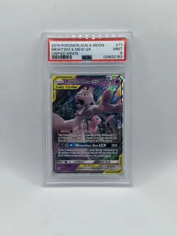 2019 POKEMON SUN & MOON UNIFIED MINDS #71 MEWTWO & MEW GX PSA 9 - Image 1