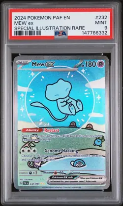 Pokemon Paldean Fates Mew EX 232/091 SIR PSA 9 'Bubble Mew' - Image 1