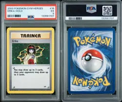 Erika 16/132 Holo Rare Unlimited Vintage 2000 Gym Heroes Pokemon WOTC PSA 5 EX - Image 3