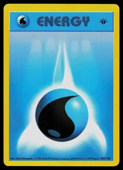Pokemon Card - Water Energy Base Set (Shadowless) 102/102 Common 1st Edition - Image 1