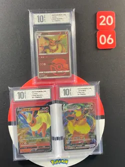 3pcs Pokemon Chinese Card Flareon CBB2C-04 03/14 13/14 CS4aC-021 Grade10 - Image 1
