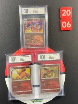 3pcs Pokemon Chinese Card Flareon 151C-136/151 CBB2C-04 04/14 03/14 Grade10 - Image 1