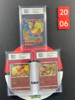 3pcs Pokemon Chinese Card Flareon CBB2C-04 13/14 06/14 07/14 Grade10 - Image 1