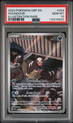 2023 Pokemon Obsidian Flames 204 Houndour Illustration Rare PSA 10 Card GEM MINT - Image 1
