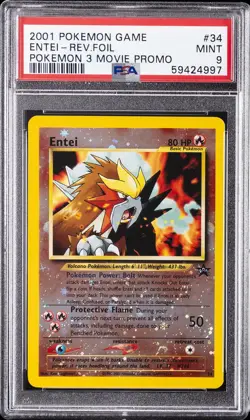 2001 POKEMON GAME MOVIE POKEMON 3 MOVIE PROMO #34 ENTEI-REVERSE FOIL PSA 9 - Image 1
