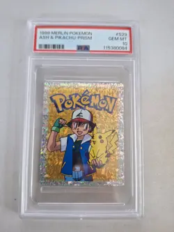 1999 Merlin Pokemon Ash & Pikachu Prism #S29 PSA 10. POP 142 - Image 1