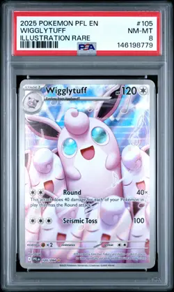 PSA 8 Wigglytuff 105/094 Pokemon Phantasmal Flames Illustration Rare 2025 NM-MT - Image 1