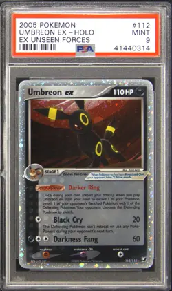 2005 POKEMON EX UNSEEN FORCES #112 UMBREON EX-HOLO PSA 9 - Image 1