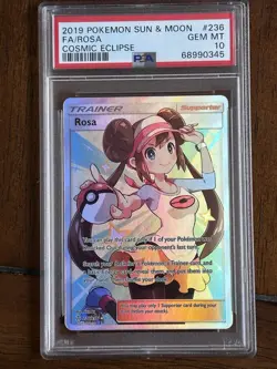2019 POKEMON SUN & MOON COSMIC ECLIPSE #236 FULL ART ROSA PSA 10 - Image 1