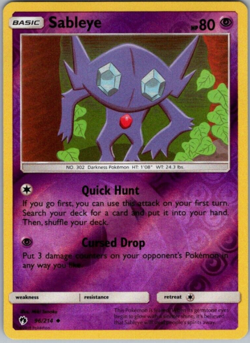 Pokemon - Sableye - 96/214 - Reverse Holo - Lost Thunder - NM/M - Image 1