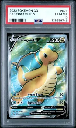 Dragonite V Pokemon Go Full Art #076 PSA 10 - Image 1