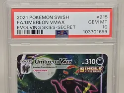 GEM MINT PSA 10 Pokemon 2021 Umbreon VMAX 215/203 Alt Art Evolving Skies - Image 3