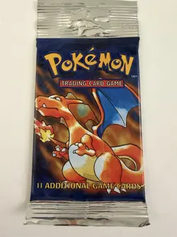 1999 Pokemon TCG Base Set Unlimited Booster Pack Charizard Long WOTC Sealed - Image 1