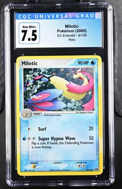 Milotic Vintage Pokemon (2005) EX Emerald - 8/106 Holo Rare CGC 7.5 Near Mint+ - Image 1
