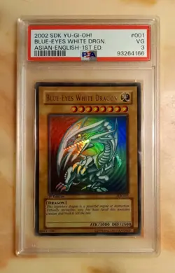 Yu-Gi-Oh 2002 Blue-Eyes White Dragon PSA 3 VG SDK-001 1st Edition Asian-English - Image 1