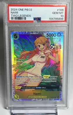 NAMI 106 One Piece OP08 Two Legends PSA 10 GEM MT Full Art Holo Foil 🔥 - Image 2