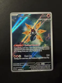 Pokemon TCG Iron Moth Holo Illustration Rare Card 187/182 Paradox Rift - Image 1