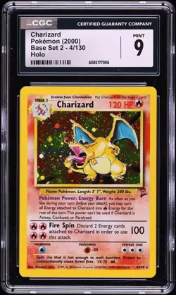 CGC 9 Charizard Holo Rare Base Set 2 Pokemon Card #4 - Image 1