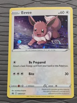 * HD Galaxy Swirl * Eevee SWSH127 SWSH Promo Cosmos Holo Pokemon Card - Image 2