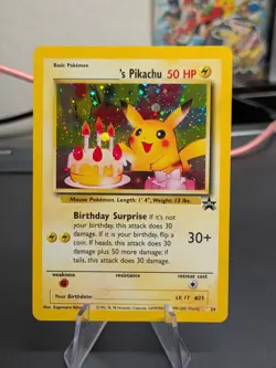 Birthday Pikachu - Holo - #24 WOTC Black Star Promo - Pokemon TCG - 2000 📷👀 - Image 1