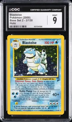 2000 POKEMON BASE SET 2 HOLO #2 BLASTOISE CGC 9 - Image 1
