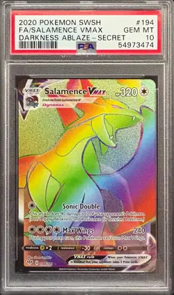 Salamence VMax 194/189 PSA 10 GEM MT Pokemon Darkness Ablaze Rainbow Secret Rare - Image 1