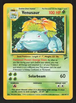 Venusaur 18/130 Holo Pokemon TCG Base Set 2 LP - Image 1