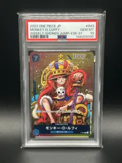 PSA 10 Monkey D Luffy P-043 Weekly Shonen Jump Promo One Piece TCG JP - Image 1