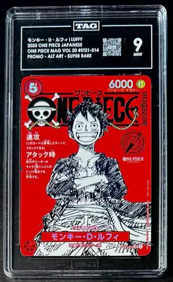 TAG 9 One Piece ST21-014 SR Monkey.D.Luffy - JP - Foil - Magazine Promo - Graded - Image 1
