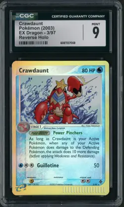 2003 Pokemon EX Dragon Crawdaunt Reverse Holo Rare 3/97 CGC Mint 9 - Image 1