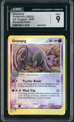 2003 Pokemon EX Dragon Grumpig Reverse Holo 6/97 CGC Mint 9 - Image 1