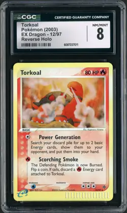 2003 Pokemon EX Dragon Torkoal Reverse Holo 12/97 CGC 8 - Image 1
