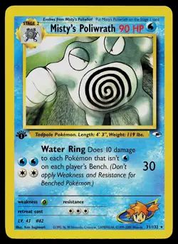 Pokemon Card - Misty's Poliwrath 1st Edition Gym Heroes 31/132 Rare - Image 1