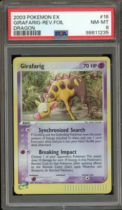 Pokemon Girafarig EX Dragon Reverse Holo Rare #16 PSA 8 - Image 1