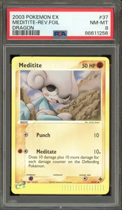 Pokemon Meditite EX Dragon Reverse Holo #37 PSA 8 - Image 1