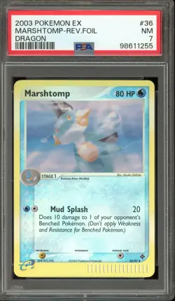 Pokemon Marshtomp EX Dragon Reverse Holo #36 PSA 7 - Image 1